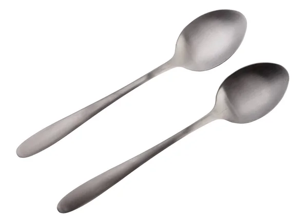Stainless Steel Spoons White Background — Stock Photo, Image
