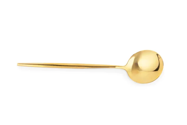 Golden Spoon White Background — Stock Photo, Image