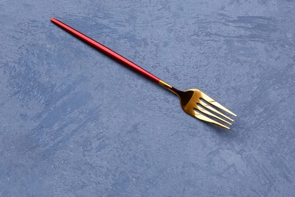 Stainless Steel Fork Grunge Blue Background — Stock Photo, Image