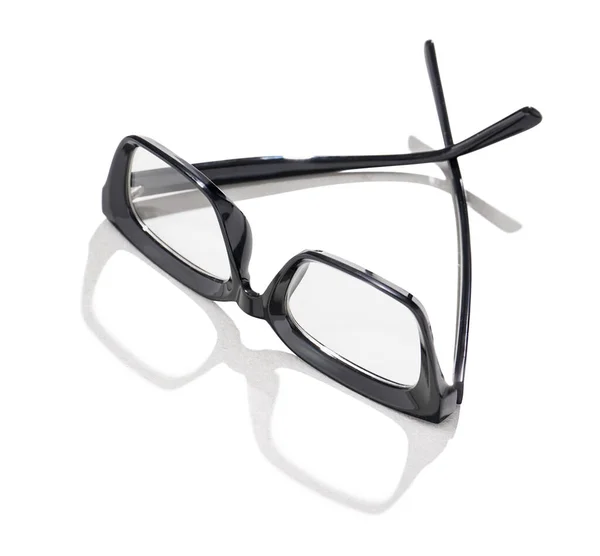 Elegantes Gafas Vista Negras Sobre Fondo Blanco — Foto de Stock