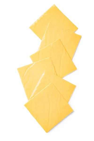 Кусочки Вкусного Сыра Белом Фоне — стоковое фото