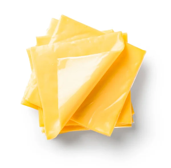 Pile Tasty Processed Cheese White Background — Stock Photo, Image