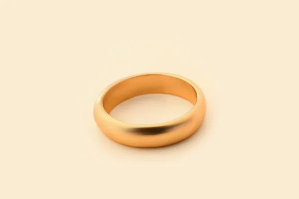 Όμορφο Χρυσό Δαχτυλίδι Ανοιχτό Κίτρινο Φόντο — Φωτογραφία Αρχείου