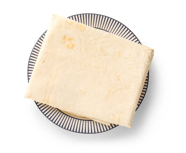 Πιάτο Φρέσκο Λεπτό Αφρό Λευκό Φόντο — Φωτογραφία Αρχείου