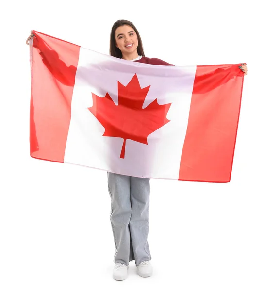 Fiatal Zászló Kanada Fehér Háttér — Stock Fotó