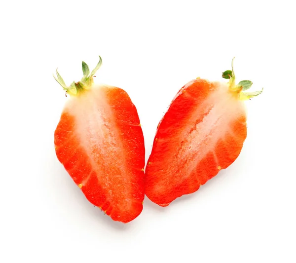 Scheiben Frischer Erdbeere Auf Weißem Hintergrund — Stockfoto