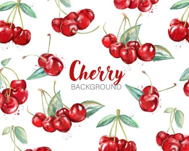 Beyaz arka planda bir sürü tatlı kiraz