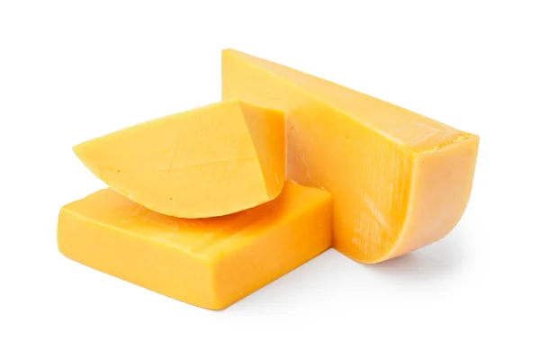 白い背景においしいチェダーチーズの作品 — ストック写真