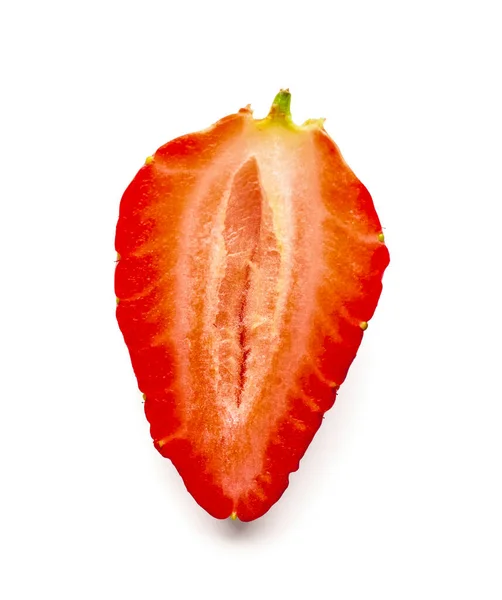 Snijd Verse Aardbeien Witte Achtergrond — Stockfoto