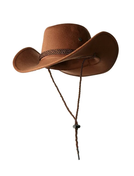 孤立在白色背景上的棕色牛仔帽子 — 图库照片