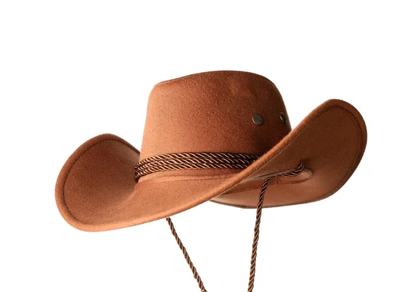Brun Cowboyhatt Isolerad Vit Bakgrund — Stockfoto