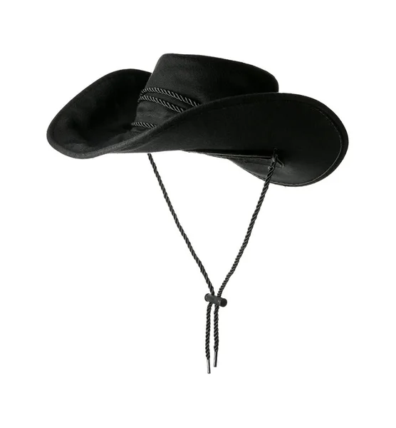 Sombrero Vaquero Negro Aislado Sobre Fondo Blanco —  Fotos de Stock