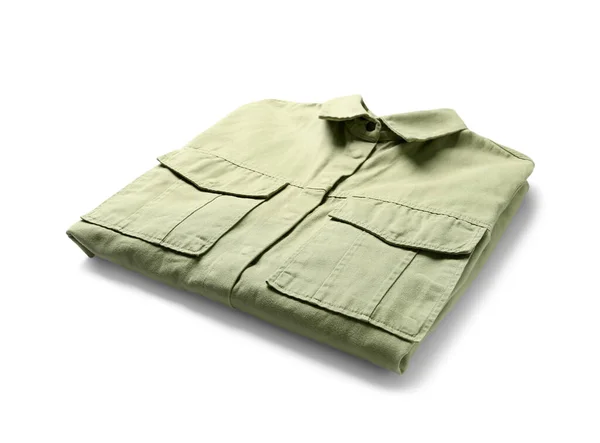 Camisa Verde Isolada Sobre Fundo Branco — Fotografia de Stock