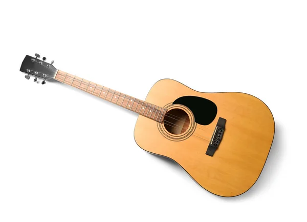 Guitarra Castanha Isolada Sobre Fundo Branco — Fotografia de Stock