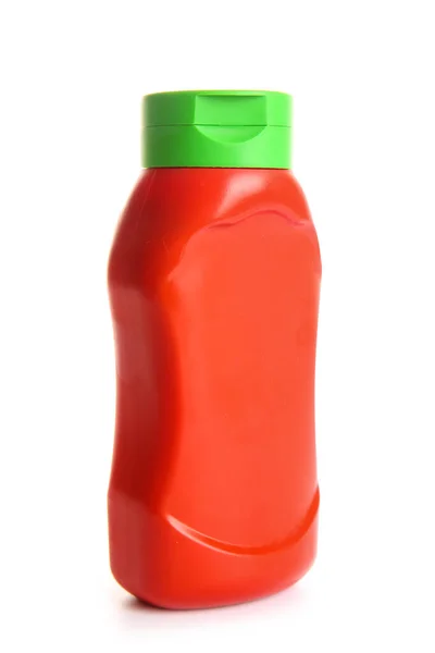 Garrafa Plástico Ketchup Fundo Branco — Fotografia de Stock