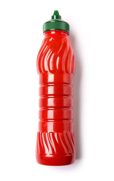 Plastic Fles Ketchup Witte Achtergrond — Stockfoto