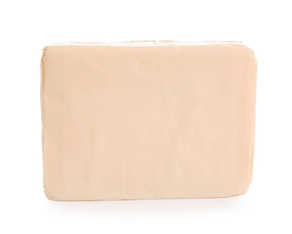 白い背景に隔離された加工チーズ — ストック写真