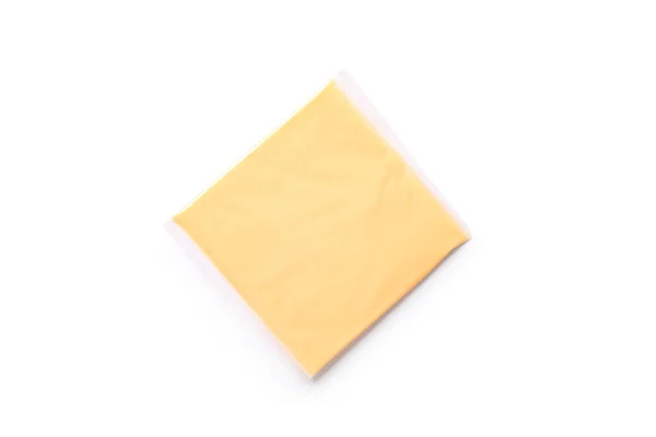 Slice Tasty Processed Cheese White Background — Stock Photo, Image
