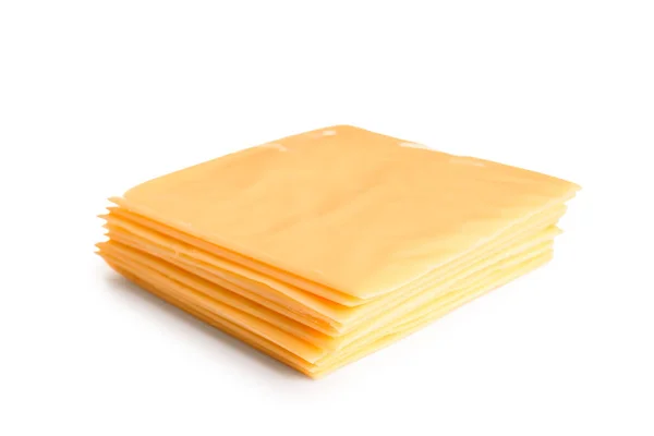 Slices Tasty Processed Cheese White Background — Stock Photo, Image