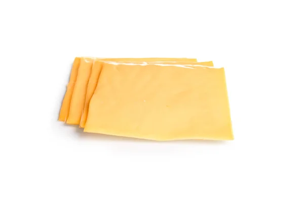 Slices Tasty Processed Cheese White Background — Stock Photo, Image