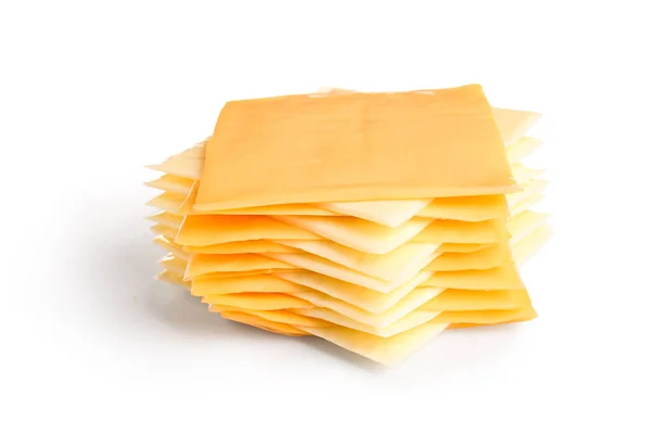 Stapel Smakelijke Verwerkte Kaas Witte Achtergrond — Stockfoto