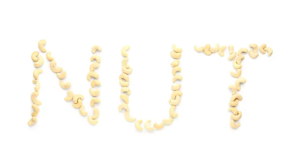 Word Nut Fatto Anacardi Sfondo Bianco — Foto Stock