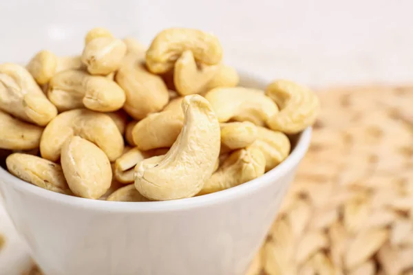 Bowl Tasty Cashew Nuts Table Closeup — Stock Photo, Image