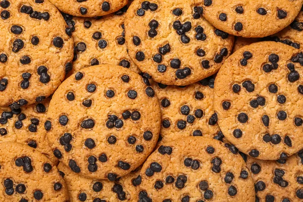 Biscuits Savoureux Avec Des Pépites Chocolat Comme Fond Gros Plan — Photo