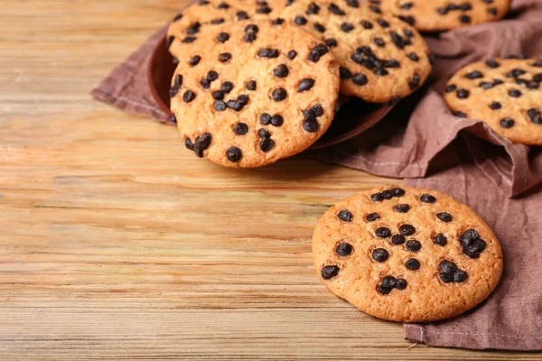Смачне Печиво Шоколадними Чіпсами Дерев Яному Фоні — стокове фото