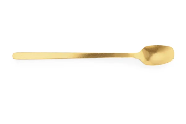 Cucchiaio Oro Sfondo Bianco — Foto Stock