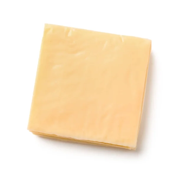 Στοίβα Από Νόστιμο Επεξεργασμένο Τυρί Λευκό Φόντο — Φωτογραφία Αρχείου