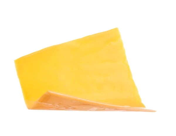 Шматочок Смачного Обробленого Сиру Ізольовано Білому Тлі — стокове фото
