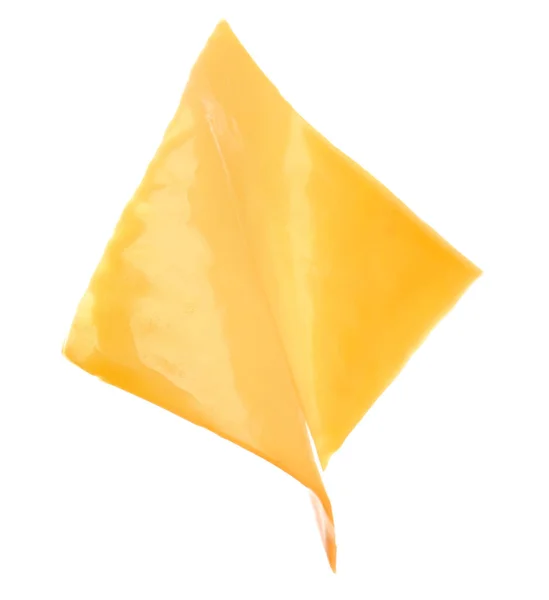 白い背景に隔離されたおいしい加工チーズのスライス — ストック写真