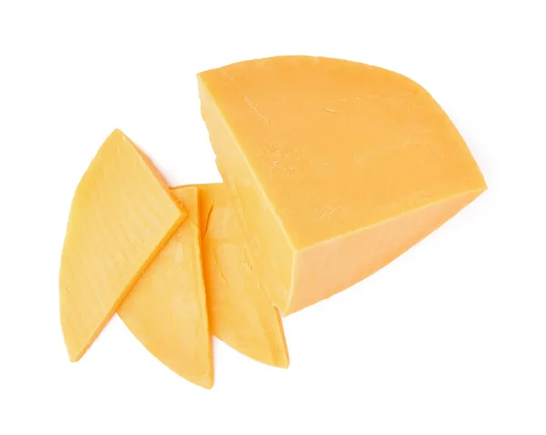 白い背景においしいチェダーチーズの作品 — ストック写真