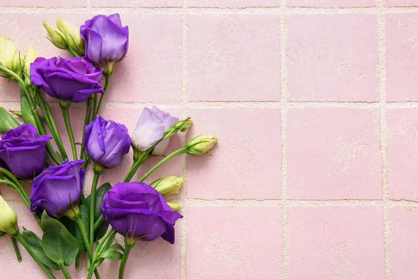 Beautiful Eustoma Flowers Color Tile Background Closeup — Stock Photo, Image