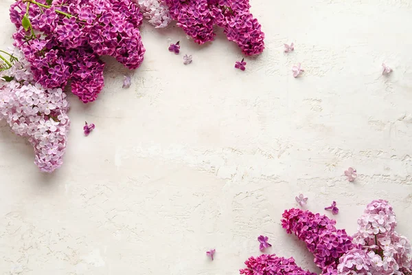 Hermosas Flores Color Lila Fragante Sobre Fondo Blanco Texturizado — Foto de Stock