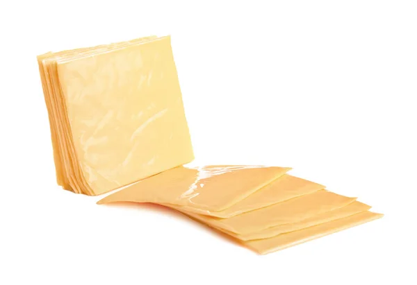Beyaz Zemin Üzerinde Lezzetli Işlenmiş Peynir Yığını — Stok fotoğraf
