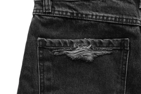 Stylowe Czarne Dżinsy Jeansowe Białym Tle — Zdjęcie stockowe