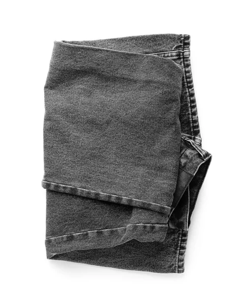 Stylish Black Denim Jeans White Background — Stock Photo, Image