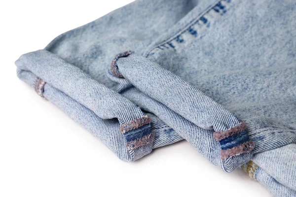Calça Jeans Jeans Elegante Diferente Fundo Claro — Fotografia de Stock