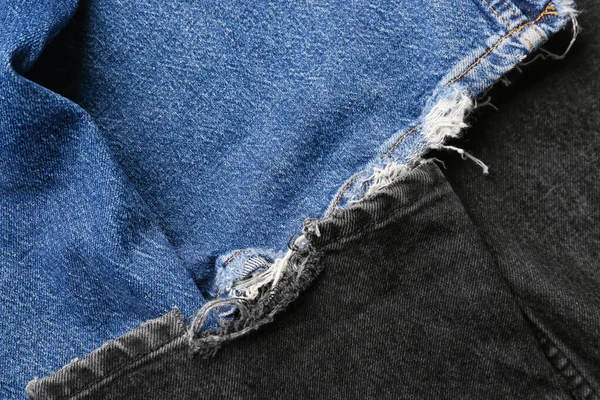 Different Stylish Denim Jeans Background Closeup — Stock Photo, Image