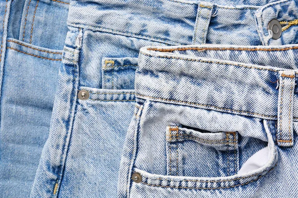 Calça Jeans Jeans Estilo Diferente Como Fundo Close — Fotografia de Stock