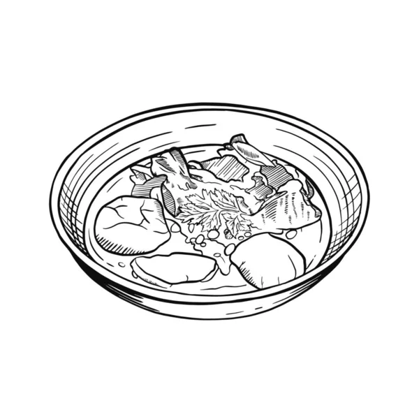 Tasty Soup Bowl White Background — Stock Vector