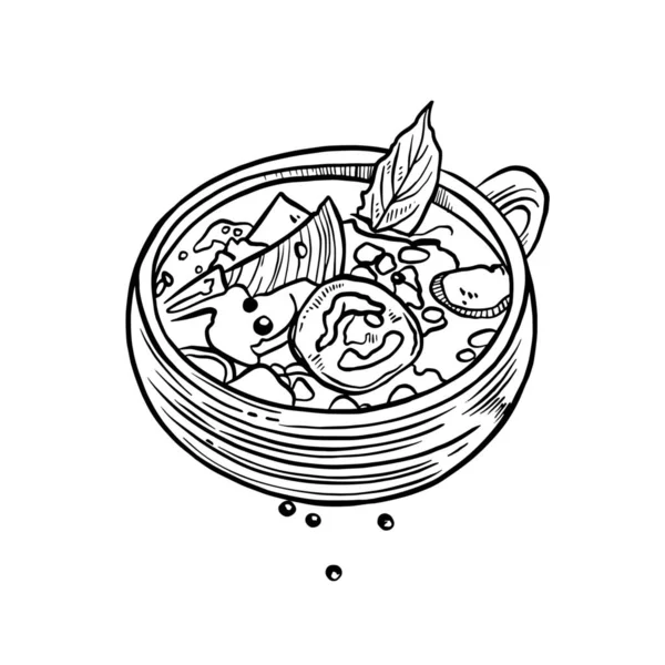 白底杯味汤 — 图库矢量图片