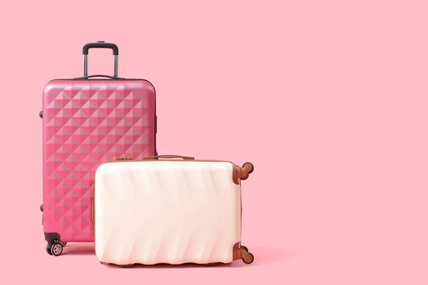 Big Suitcases Pink Background — Stock Photo, Image