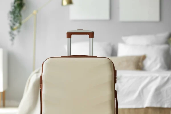 Big Suitcase Light Bedroom Closeup — Stock Photo, Image