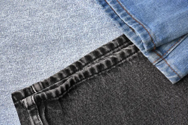 Verschillende Stijlvolle Denim Jeans Als Achtergrond Close — Stockfoto