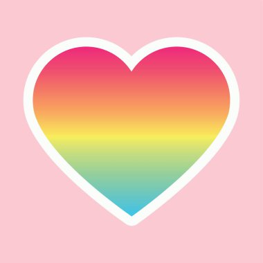 Pembe arka planda panseksüel gurur bayrağı renginde kalp şekli