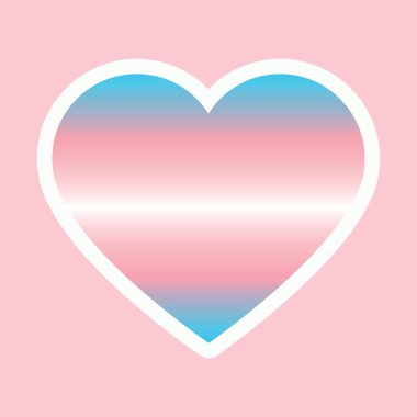 Pembe arka planda transseksüel gurur bayrağı renginde kalp şekli