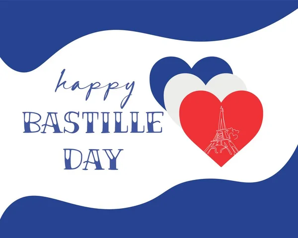 Greeting Card Happy Bastille Day — Stock Vector
